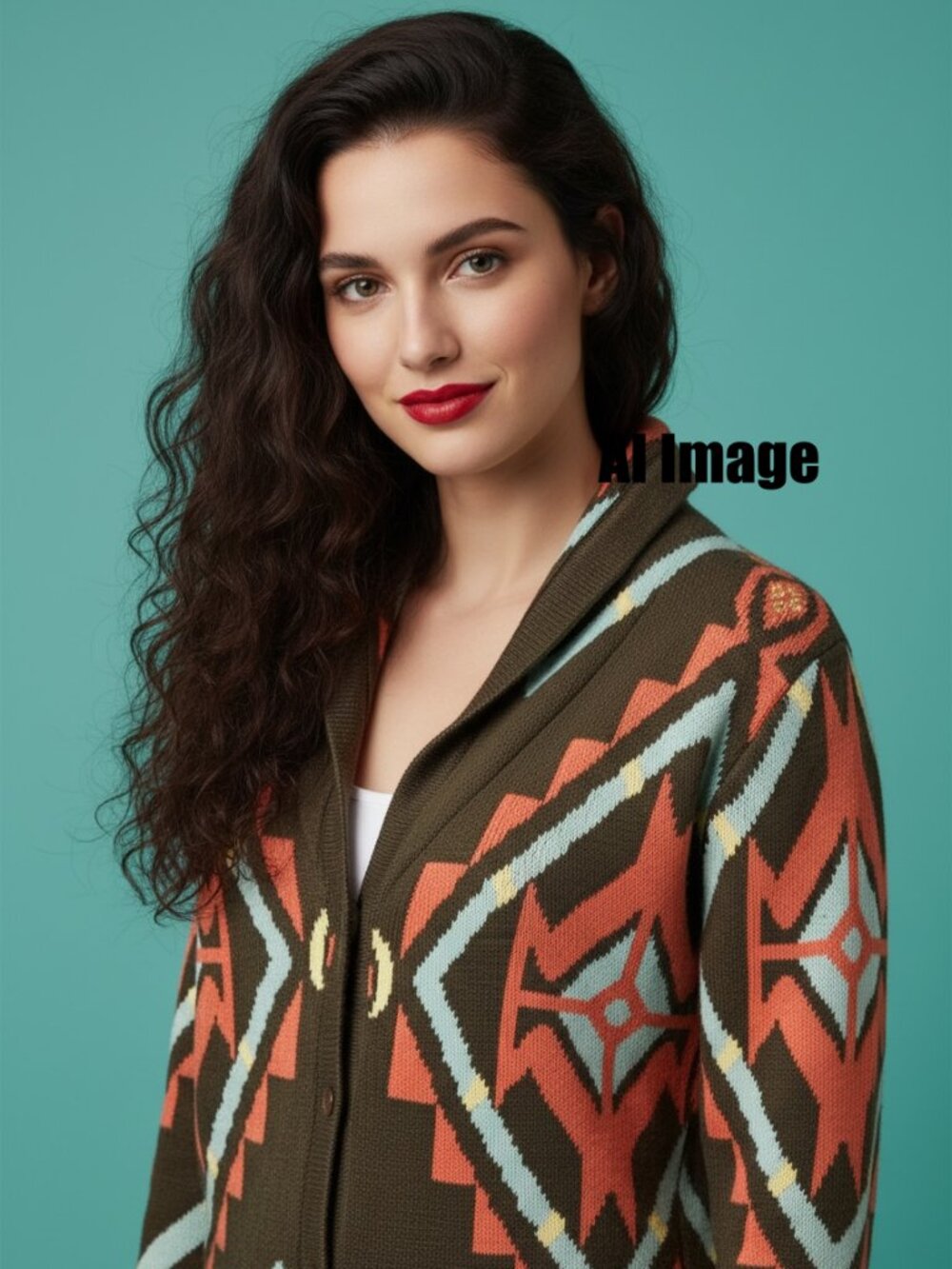 Giddy Up Glamour Heavy Woven Knit Southwestern Button Front Cardigan Size M